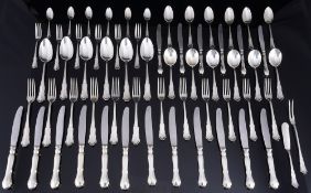 Wilkens Dresdner Barock 800 Silber Besteck für 6 Personen, 62-teilig,