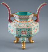 Famille-Rose-Weihrauchbrenner in Ding-Form, China, 19. Jahrhundert,