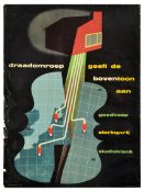 Advertising Poster Wire Broadcasting Music Radio Records Midcentury Modern