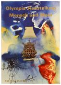 Sport Poster Mensch und Meer Olympia Ausstellung Kiel 1972 Salvador Dali