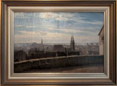 Nürnberg. Tacke, Ludwig. Der Blick von der Burg [Nürnberg von der Burg aus gesehen]. Ölgemälde auf