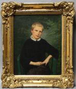 Portraitdarstellung. C. T. - unbekannter Künstler. Porträt eines Jungen im Stil des Biedermeier.