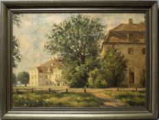 Mecklenburg. Allwardt, Rudolf. Teilansicht der Schlossanlage von Ivenack (?). Ölgemälde auf Leinwand