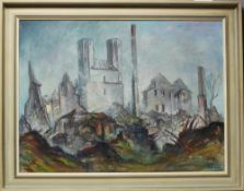 Braunschweig. Koch, Ernst. Trümmerbild – Blick auf die Martinikirche. Mischtechnik auf fester