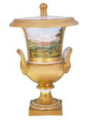 Kratervase „Stuttgart“ Ludwigsburg 1823 Antikisierende Bauchhenkel-Kratervase mit hohem Fuß auf