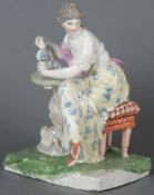 „Große Musik-Soli“ Ludwigsburg 1770 Elegante Dame auf einem Hocker sitzend mit übereinander