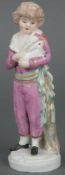 Kinderfigur Ludwigsburg um 1790 Elegant gekleideter Knabe, in klassizistischer Mode, der purpurne