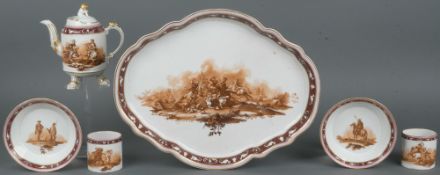 Bedeutendes, viertlgs. Déjeuner “Bataillenmalerei“ Ludwigsburg 1774 Bestehend aus: Ein ovales,