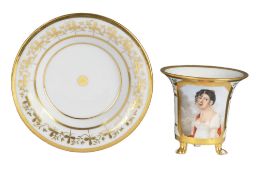 Seltene Porträttasse mit Unterschale „Kronprinzessin Charlotte“ Ludwigsburg 1813 Hohe
