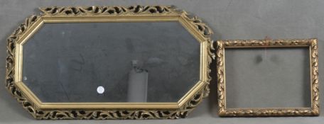 Spiegel. Deutsch 20. Jh. Massivholz, geschnitzt, auf Kreidegrund vergoldet, 50 x 90 cm; dazu profil