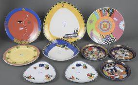 Sieben Designer-Teller. Rosenthal 20. Jh. Porzellan, am Boden gemarkt, Entwurf u.a. von Otmar Alt, 