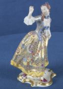 „Leda“ aus der Commedia dell'Arte. Nymphenburg 20. Jh. Porzellan, aufwendig bemalt und gold gesäumt