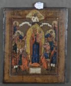 Ikone mit Maria Fürbitte. Russland 19. Jh. Öl/Holz, 36,5 x 29 cm.