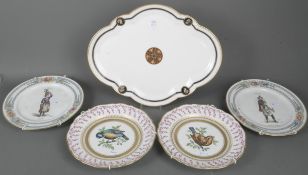 Vier Teller. Sèvres 19./20. Jh. Porzellan, zwei bemalt mit Personendarstellung, gold gehöht, zwei b