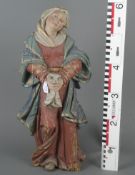 Mater Dolorosa. Deutsch 18. Jh. Massivholz, geschnitzt, auf Kreidegrund bunt gefasst, H=58 cm.