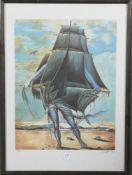 Salvador Dali (1904-1989). „Segeln durch das Leben.“ Farblithographie 66/300, re./u./sign., hi./Gl.