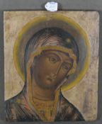 Ikone mit Muttergottes. Russland 19. Jh. Öl/Holz, 35 x 30 cm.