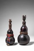 PAIR OF CALABASH VESSELS WITH FIGURATIVE STOPPERS
