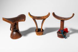 GROUP OF THREE AFRICAN HEADRESTS