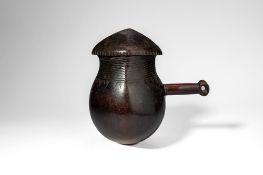 ZAIRE WOODEN SHI MILK POT AND LID