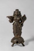 INDIAN BRONZE LAMP WITH LAKSHMI