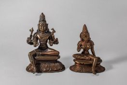 INDIAN BRONZE FIGURES OF SHIVA AND PARVATI