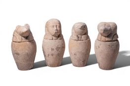 RARE EGYPTIAN LIMESTONE CANOPIC JARS