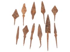 GROUP OF ANCIENT GRECO ROMAN IRON ARROWHEADS