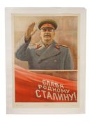 VINTAGE SOVIET RUSSIAN PROPAGANDA POSTER JOSEPH STALIN