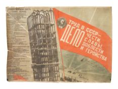 RUSSIAN SOVIET PROPAGANDA POSTER BY GUSTAV KLUTSIS