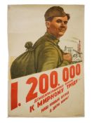 RUSSIAN SOVIET PROPAGANDA POSTER BY V GOVORKOV 1956