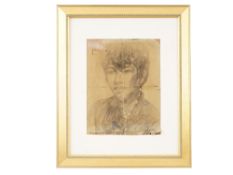 VINTAGE MIXED MEDIA ON PAPER PORTRAIT PAINTING