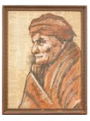 MIXED MEDIA PAINTING ELDERLY FIGURE PORTRAIT