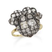 BAGUE EN OR, ARGENT ET DIAMANTS