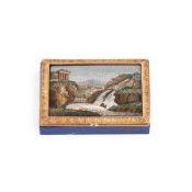 TABATIÈRE EN LAPIS-LAZULI ET EN ARGENT DORÉ AVEC MICROMOSAÏQUE, ROME, XIXe SIÈCLE