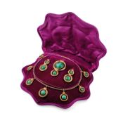 PARURE EN OR ET MALACHITE, VERS 1890