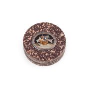 TABATIÈRE EN PORPHYRE ET EN ARGENT DORÉ AVEC MICROMOSAÏQUE, ROME, XIXe SIÈCLE