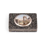 TABATIÈRE EN PORPHYRE ET EN ARGENT AVEC MICROMOSAÏQUE, ROME, XIXe SIÈCLE