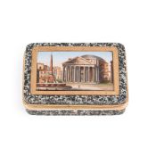 TABATIÈRE EN PORPHYRE ET EN OR AVEC MICROMOSAÏQUE, ROME, XIXe SIÈCLE