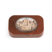 TABATIÈRE EN AVENTURINE ET ARGENT AVEC MICROMOSAÏQUE, ROME, XIXe SIÈCLE
