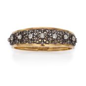 BRACELET RIGIDE EN OR, ARGENT ET DIAMANTS