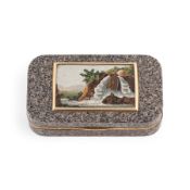 TABATIÈRE EN PORPHYRE ET EN OR AVEC MICROMOSAÏQUE, ROME, XIXe SIÈCLE