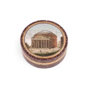 TABATIÈRE EN PORPHYRE ET EN OR AVEC MICROMOSAÏQUE, ROME, XIXe SIÈCLE