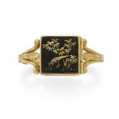 BAGUE PORTE-RELIQUE EN OR ET PIERRE DURE