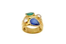 Brillant Saphir Smaragd Damenring