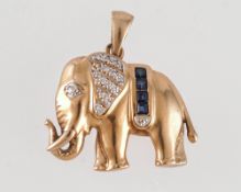 Saphir Brillant Anhänger, Elefant,