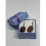 A PAIR OF MARKED 925 GOLDSTONE EARRINGS IN A PRESENTATION BOX