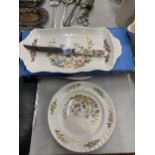 AN ASSORTMENT OF AYNSLEY PIECES TO INCLUDE PLATES, SANDWICH PLATE, KNIFE ETC