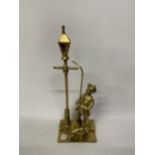 A BRASS STATUE OF A LAMPLIGHTER