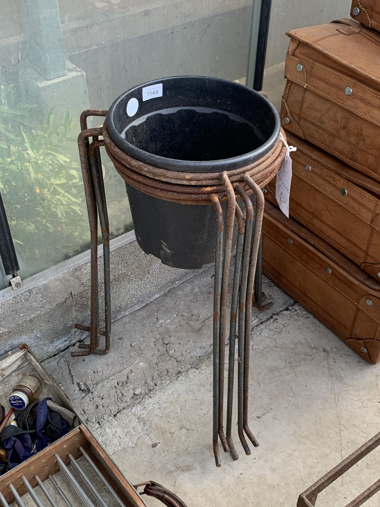 FIVE STEEL PLANT POT TRIPOD STANDS - Image 2 of 3